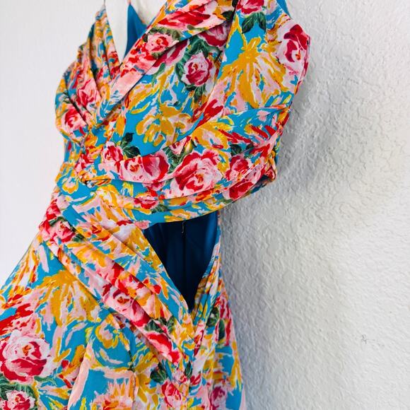 ASTR The Label Dress Womens Small Floral Side Cutout Tropical Cottagecore Boho - Picture 5 of 12